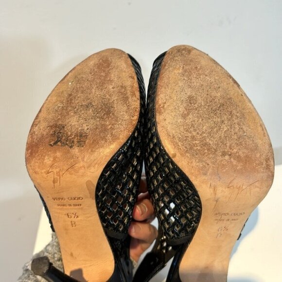 Giuseppe Zanotti Black Hidden  Platform Stiletto peep toe Sandals Size 6.5 - Picture 6 of 11